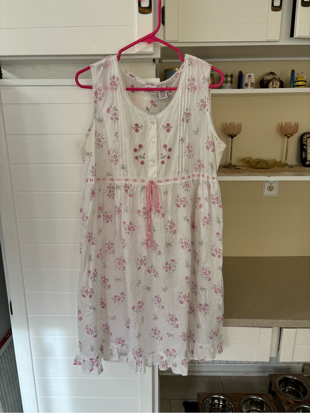 Vintage Cotton Floral Print Nightgown